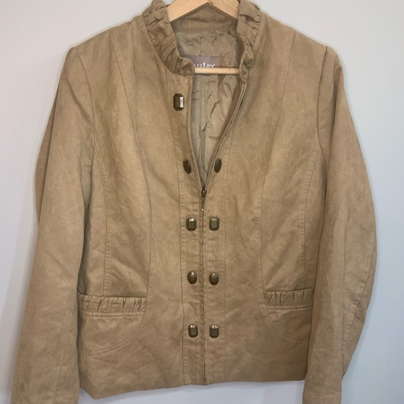 3/20$ TanJay size 10 tan faux suede light jacket - Picture 1 of 4